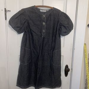 Jean Denim‎ Dress Front Pockets Round Neck Poof Shoulders 16W